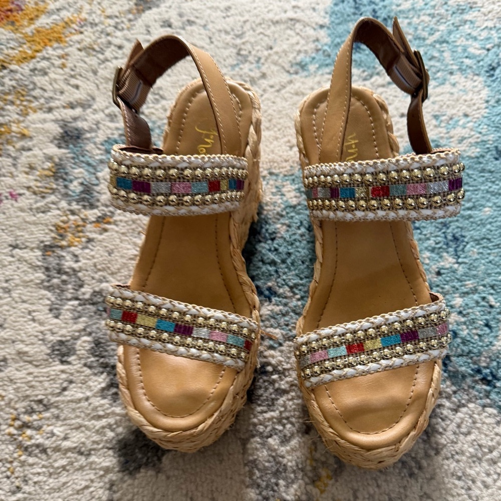 Colorful Beaded Espadrille Sandals